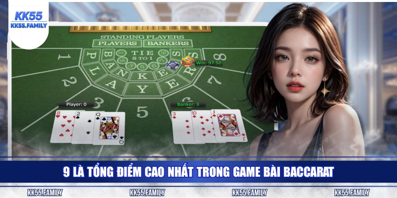 9 là tổng điểm cao nhất trong game bài Baccarat