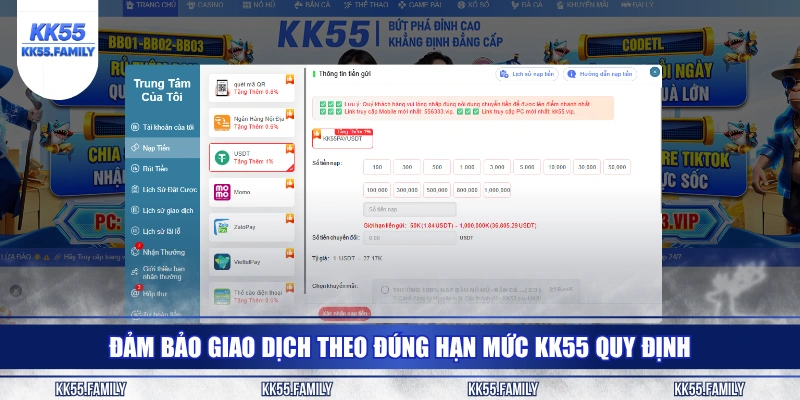 Đảm bảo giao dịch theo đúng hạn mức KK55 quy định